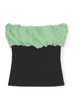 Cheap GANNI Taffeta Mix Top Black