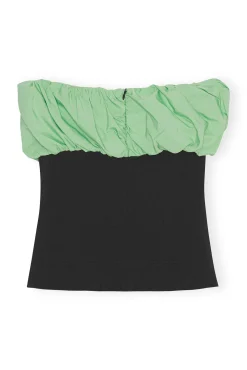 Cheap GANNI Taffeta Mix Top Black