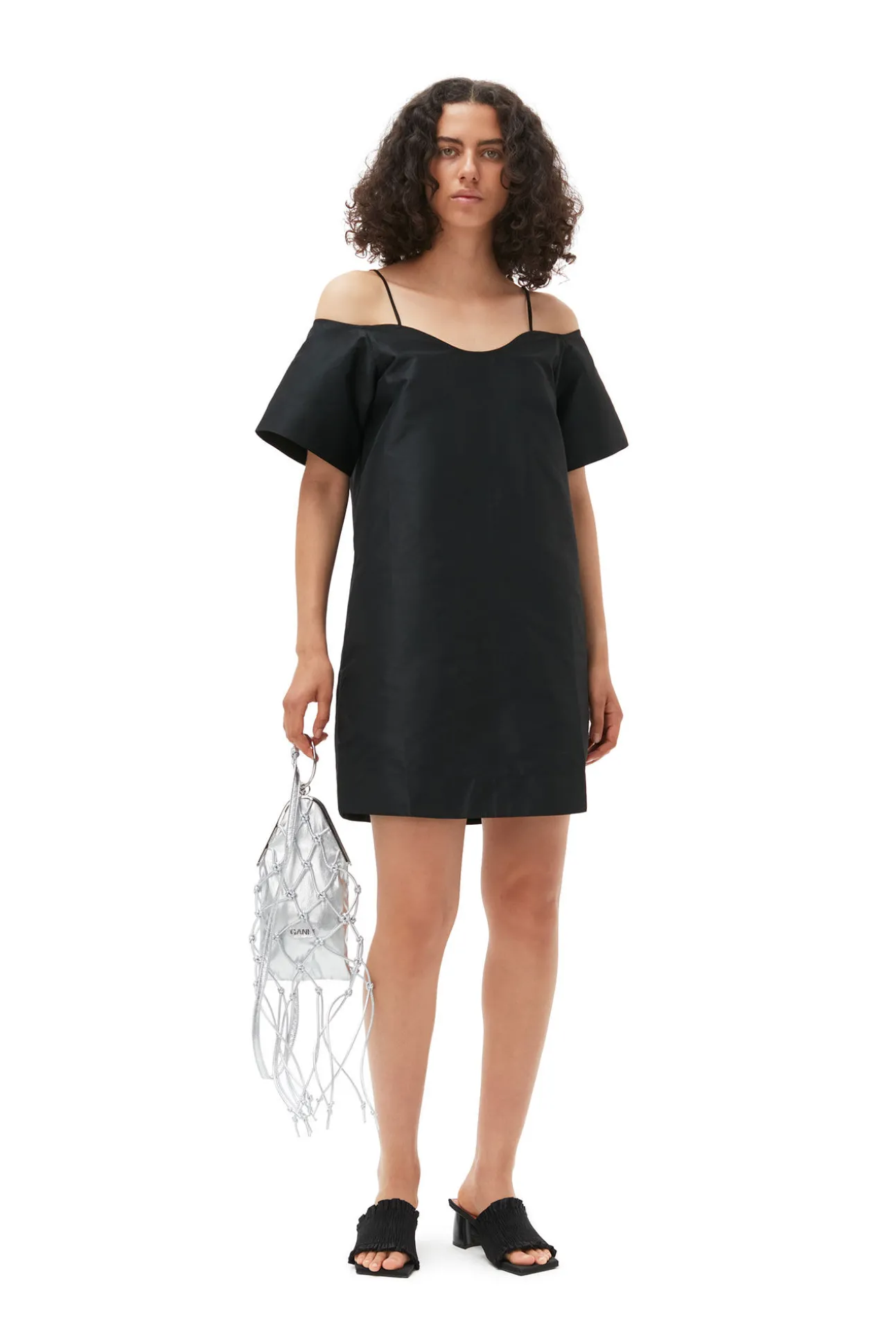 Cheap GANNI Taffeta-Minikleid Black