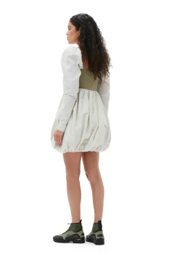 Cheap GANNI Taffeta-Mix-Ballon-Minikleid Aloe