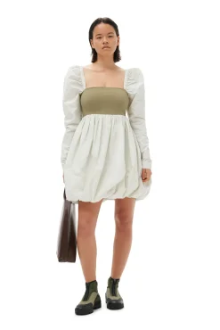 Cheap GANNI Taffeta-Mix-Ballon-Minikleid Aloe