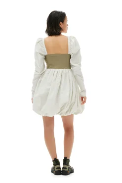 Cheap GANNI Taffeta-Mix-Ballon-Minikleid Aloe