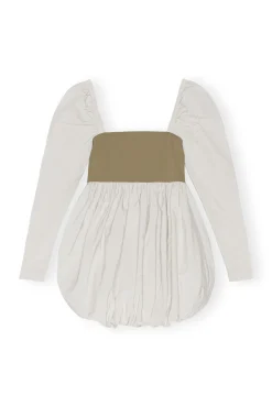 Cheap GANNI Taffeta-Mix-Ballon-Minikleid Aloe
