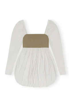 Cheap GANNI Taffeta-Mix-Ballon-Minikleid Aloe