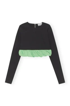 Online GANNI Taffeta-Mix-Bluse Black