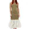 Best GANNI Taffeta-Mix-Kleid Mit Offenem Rucken Aloe