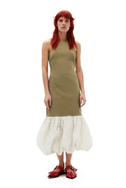 Best GANNI Taffeta-Mix-Kleid Mit Offenem Rucken Aloe
