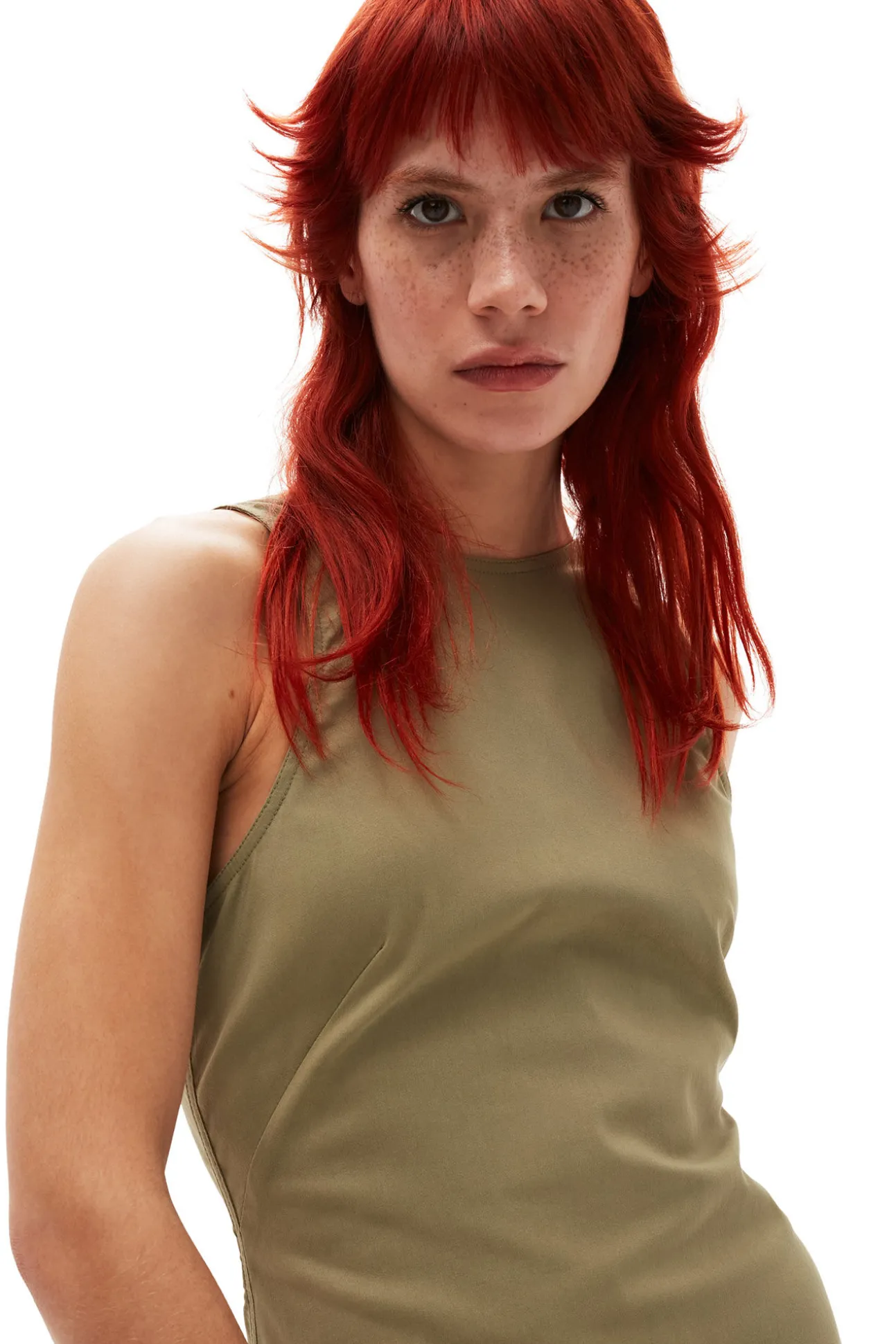 Best GANNI Taffeta-Mix-Kleid Mit Offenem Rucken Aloe