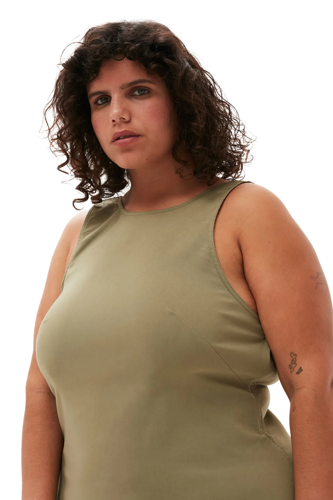 Best GANNI Taffeta-Mix-Kleid Mit Offenem Rucken Aloe