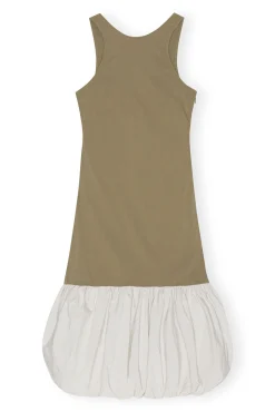 Best GANNI Taffeta-Mix-Kleid Mit Offenem Rucken Aloe
