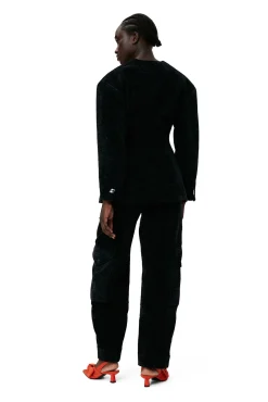 Best Sale GANNI Taillierter Chenille-Blazer Black