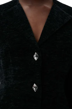 Best Sale GANNI Taillierter Chenille-Blazer Black