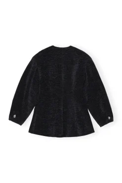 Best Sale GANNI Taillierter Chenille-Blazer Black