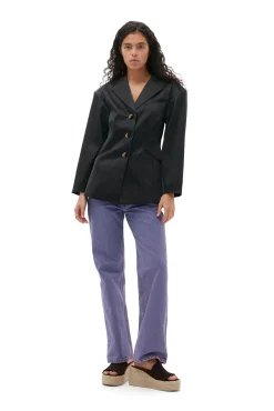 Online GANNI Taillierter Doppel-Satin-Blazer Black