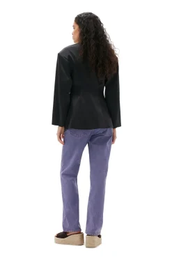 Online GANNI Taillierter Doppel-Satin-Blazer Black