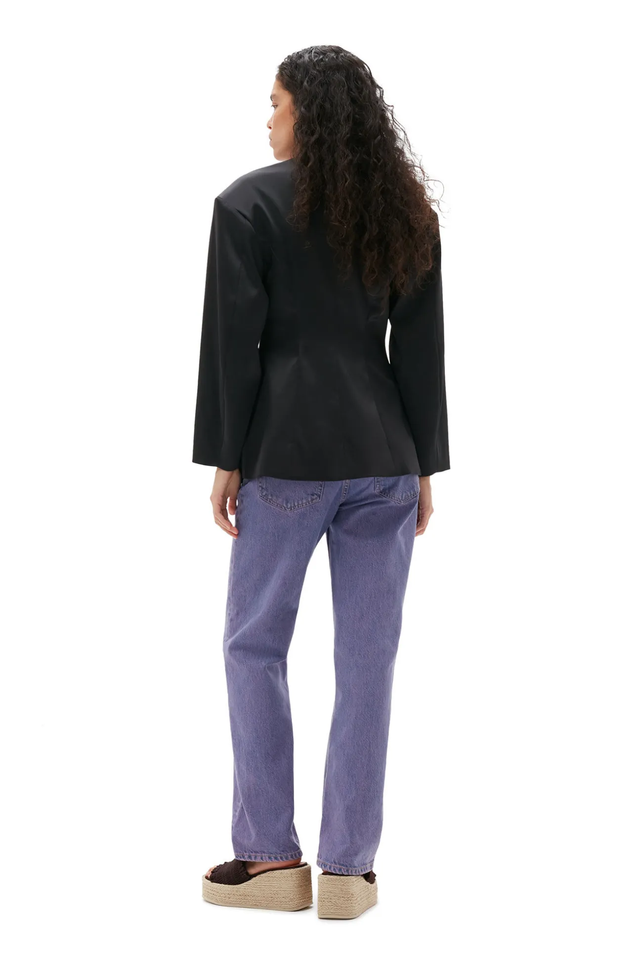 Online GANNI Taillierter Doppel-Satin-Blazer Black