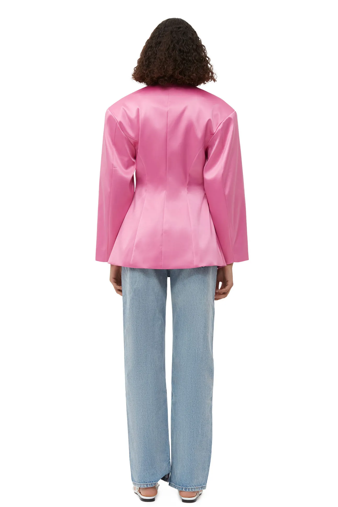 Clearance GANNI Taillierter Doppel-Satin-Blazer Wild Orchid