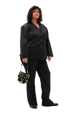 Online GANNI Taillierter Doppel-Satin-Blazer Black