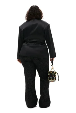 Online GANNI Taillierter Doppel-Satin-Blazer Black