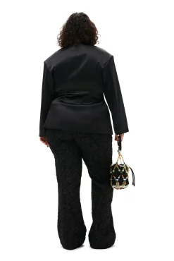 Online GANNI Taillierter Doppel-Satin-Blazer Black