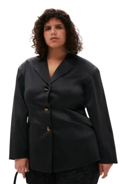 Online GANNI Taillierter Doppel-Satin-Blazer Black
