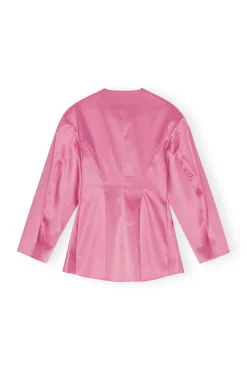 Clearance GANNI Taillierter Doppel-Satin-Blazer Wild Orchid