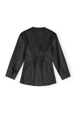 Online GANNI Taillierter Doppel-Satin-Blazer Black