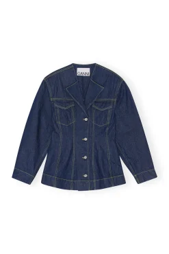 Fashion GANNI Taillierter, Gewaschener Denim-Blazer Rinse