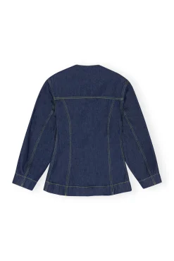 Fashion GANNI Taillierter, Gewaschener Denim-Blazer Rinse