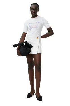Fashion GANNI Tailliertes Butterfly-T-Shirt Bright White