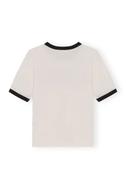 Cheap GANNI Tailliertes -T-Shirt Egret