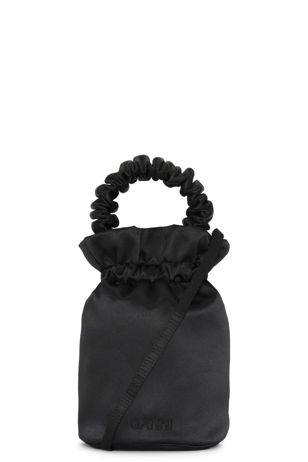 New GANNI Tasche Mit Gerafftem Haltegriff Black