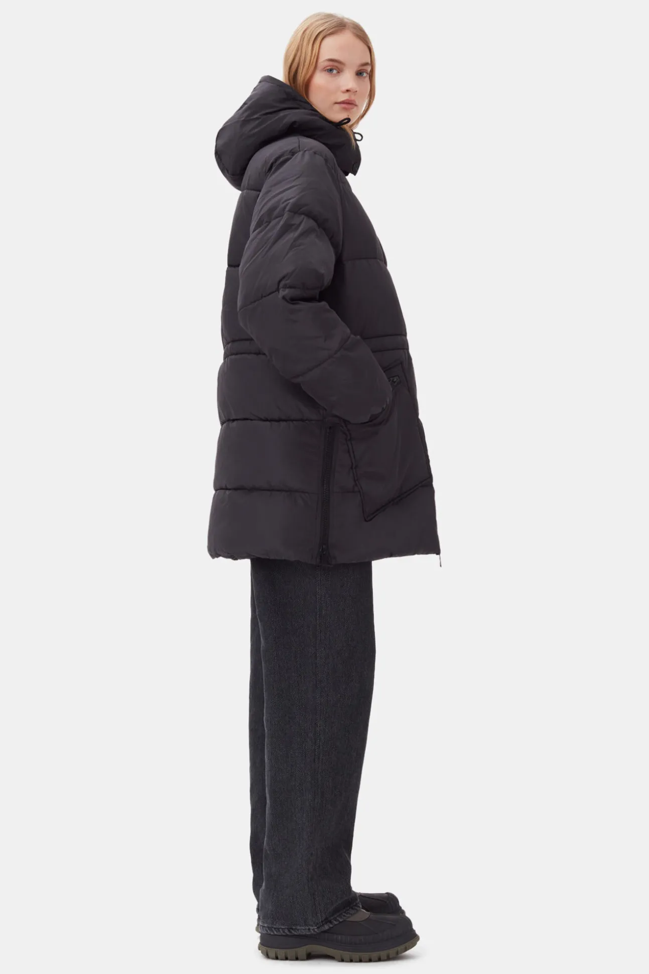 Hot GANNI Tech-Puffer-Midi-Jacke Mit Oversize-Passform Phantom