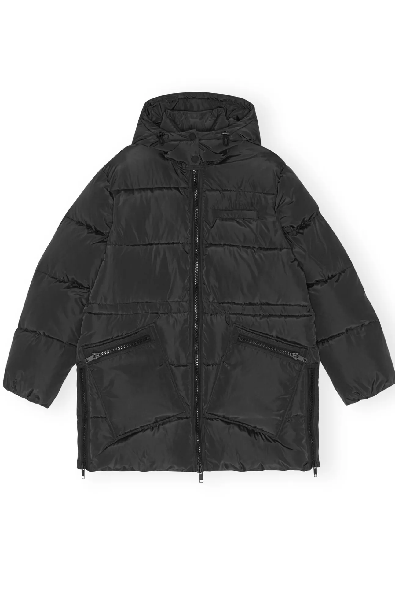 Hot GANNI Tech-Puffer-Midi-Jacke Mit Oversize-Passform Phantom