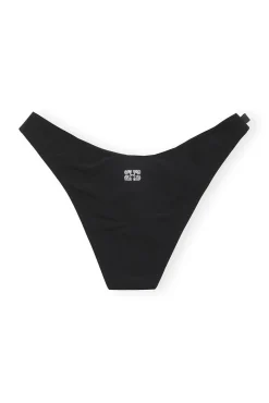 Flash Sale GANNI Tief Geschnittene Matte Wave-Bikinihose Aus Recyceltem Material Black