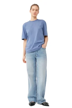 Discount GANNI T-Shirt Mit O-Ausschnitt Gray Blue