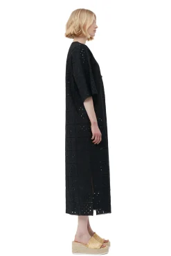 Hot GANNI T-Shirt-Kleid Aus Lochstickerei Black