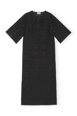 Hot GANNI T-Shirt-Kleid Aus Lochstickerei Black