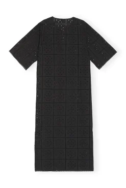 Hot GANNI T-Shirt-Kleid Aus Lochstickerei Black