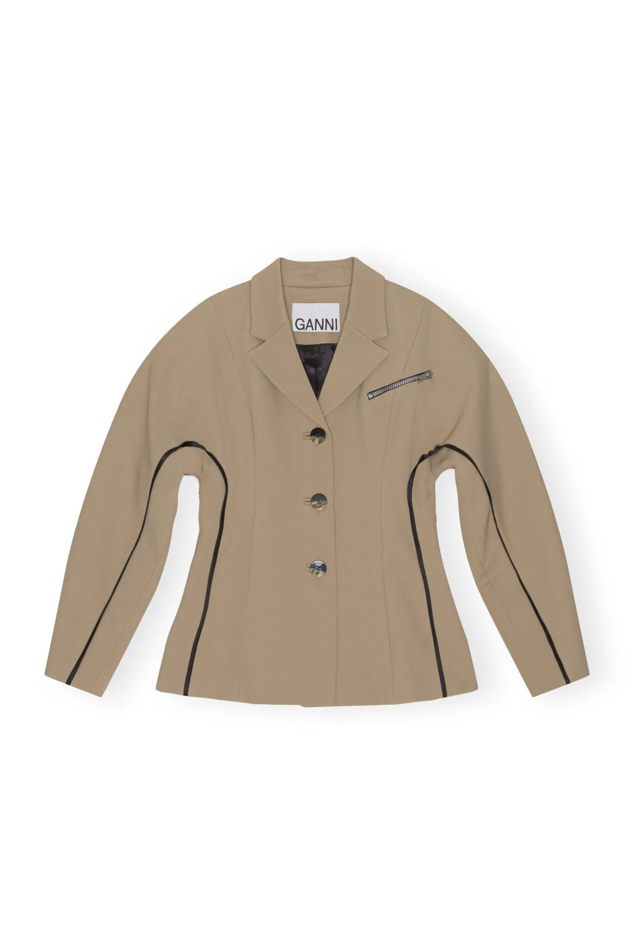 New GANNI Twill-Blazer Petrified Oak