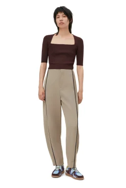Cheap GANNI Twill-Hose Petrified Oak