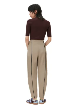Cheap GANNI Twill-Hose Petrified Oak