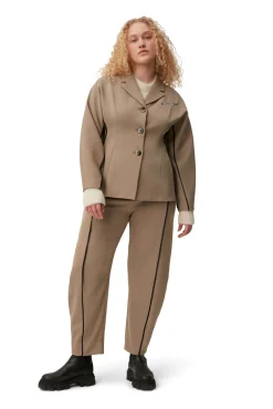Cheap GANNI Twill-Hose Petrified Oak