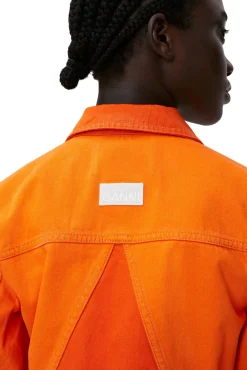 Online GANNI Uberfarbte Denimjacke Mit Puffarmeln Orangeade