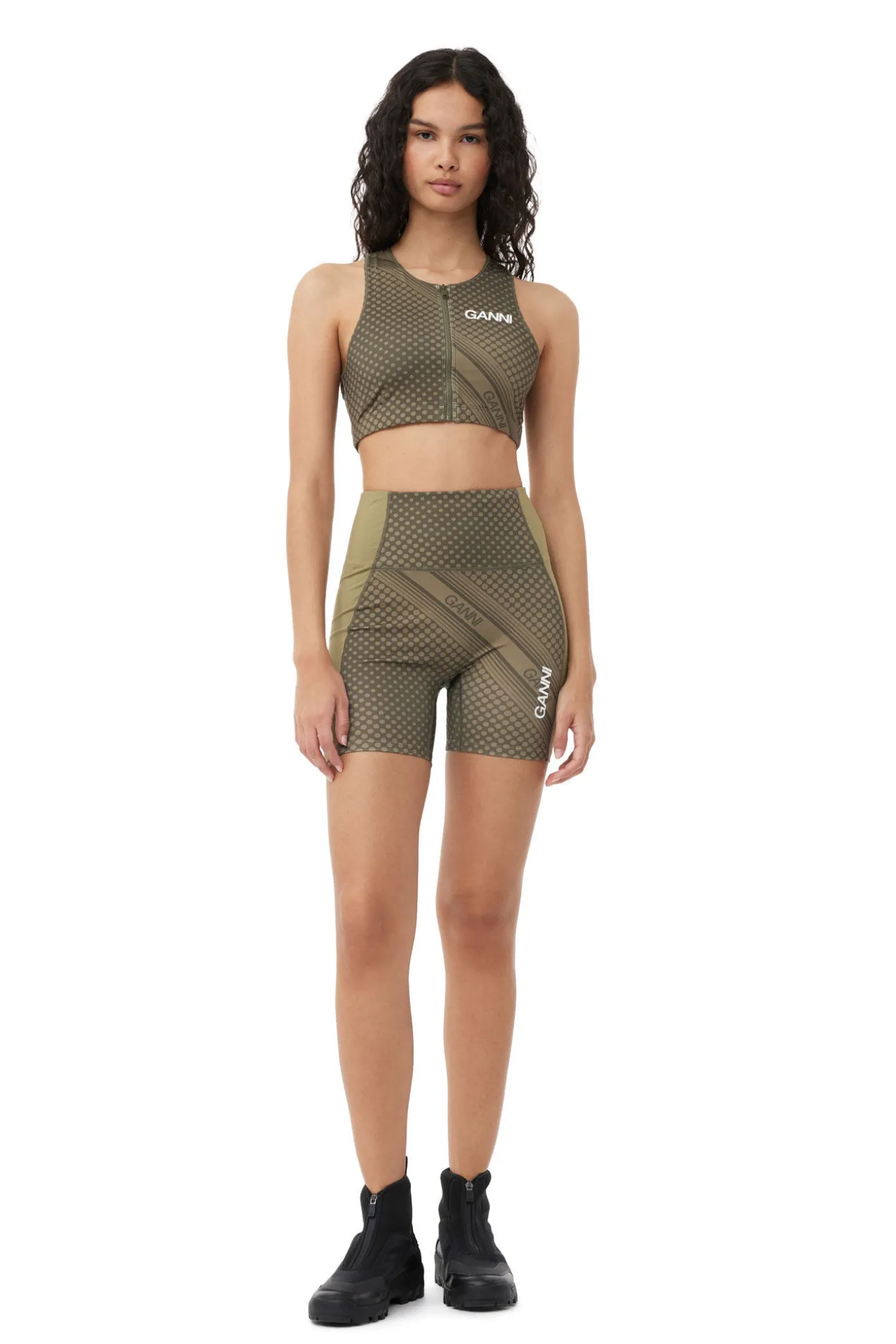 Sale GANNI Ultra-High-Waist-Sportshorts Kalamata