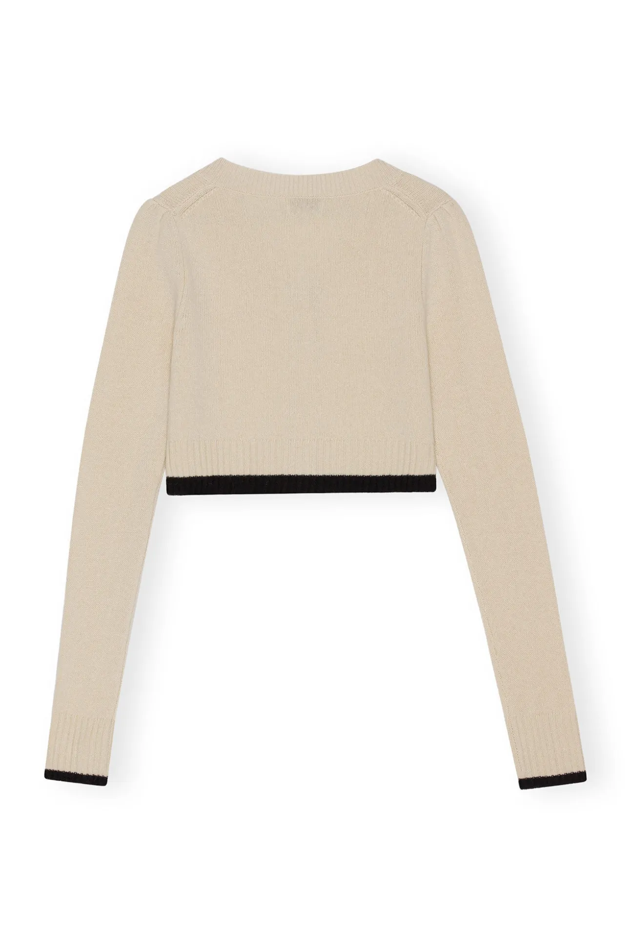 Store GANNI Verkurzte Strickjacke Mit O-Ausschnitt Alabaster Gleam