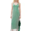 Shop GANNI Verziertes Mesh-Kleid Silver