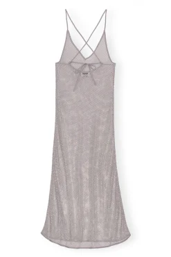 Shop GANNI Verziertes Mesh-Kleid Silver