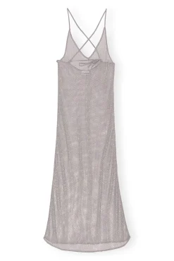 Shop GANNI Verziertes Mesh-Kleid Silver