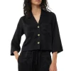 Shop GANNI Washed-Satin-Crop-Shirt Black
